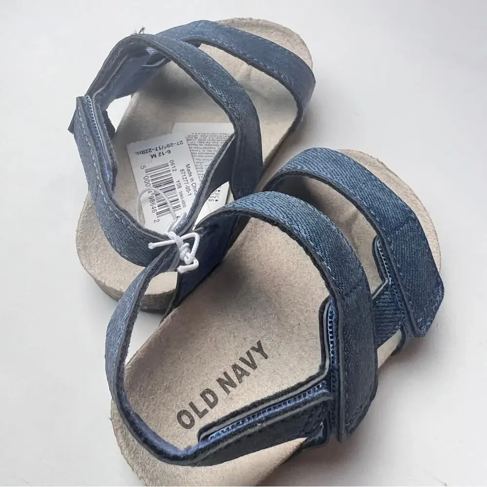 Old Navy Baby Girl Chambray Denim Double Secure Strap Sandals Sz 6-12 M
